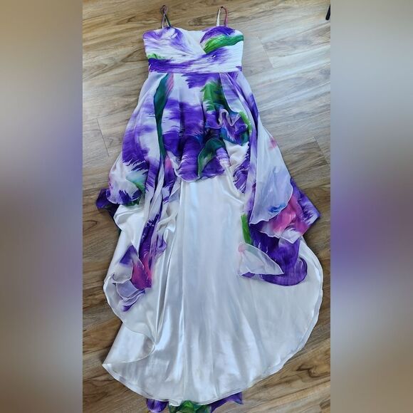 🔸️Dave & Johnny White, Purple, & Blue Floral Sleeveless Dress Size 13/14 - Picture 2 of 15